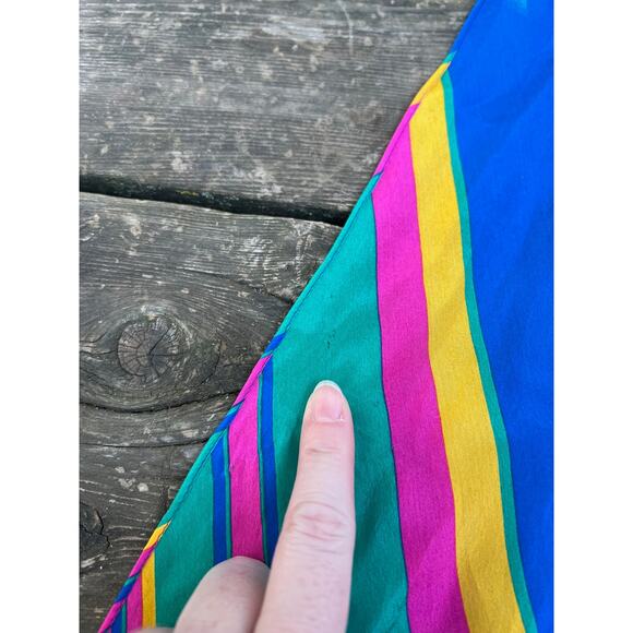 Liz Claiborne scarf oblong blue pink yellow - Picture 9 of 15